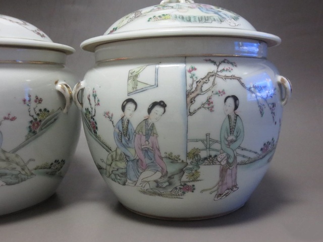 古玩陶瓷粉彩人物故事粥罐真品鑒賞圖