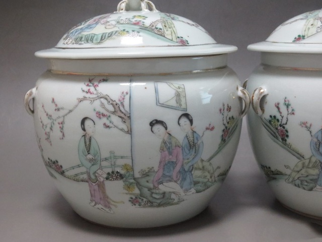 古玩陶瓷粉彩人物故事粥罐真品鑒賞圖