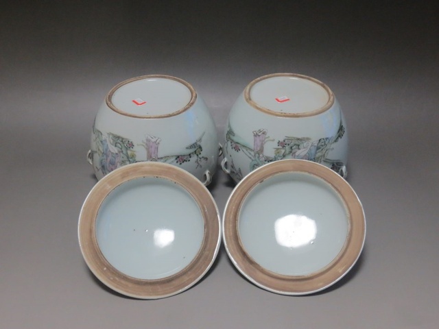 古玩陶瓷粉彩人物故事粥罐真品鑒賞圖