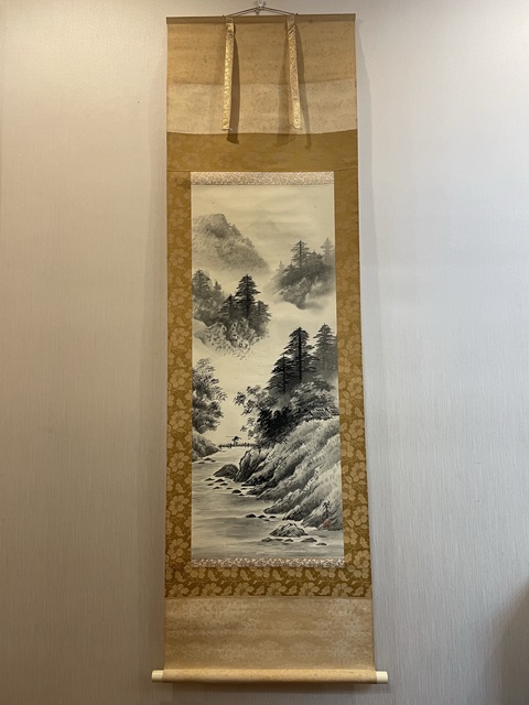 古玩字畫清晚期 水墨山水風(fēng)景畫一幅真品鑒賞圖