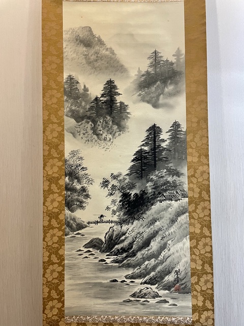 古玩字畫清晚期 水墨山水風(fēng)景畫一幅真品鑒賞圖