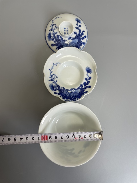 古玩陶瓷清光緒 青花花卉紋天地人三才蓋碗(官)拍賣,當前價格13000元