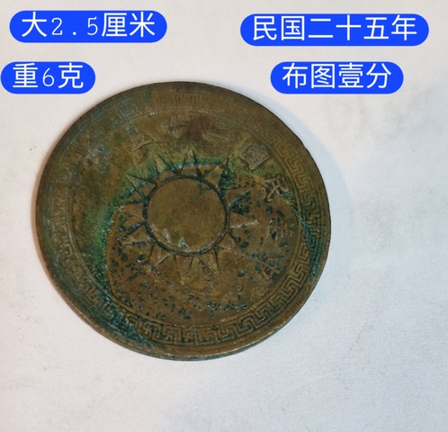 古玩錢幣民國二十五年古布壹分真品鑒賞圖