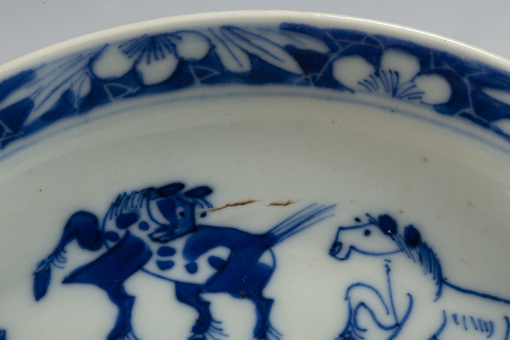 古玩陶瓷清晚·青花八駿圖洗真品鑒賞圖