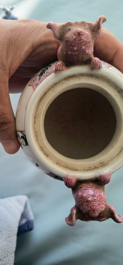 古玩陶瓷民國解放初粉彩侍女人物香薰爐真品鑒賞圖