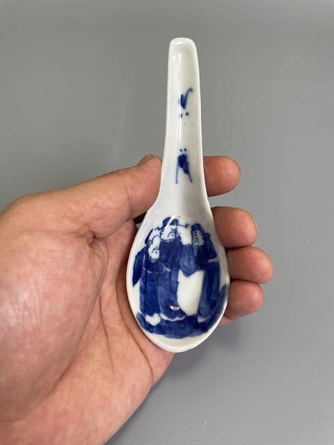 古玩陶瓷清道光 精品青花福祿壽三星勺子拍賣,當前價格350元