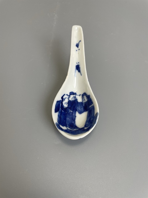 古玩陶瓷清道光 精品青花福祿壽三星勺子拍賣,當前價格350元
