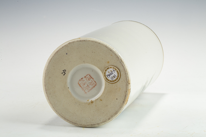 古玩陶瓷民國·粉彩人物故事紋帽筒真品鑒賞圖