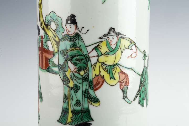 古玩陶瓷清晚·五彩人物故事紋花觚真品鑒賞圖