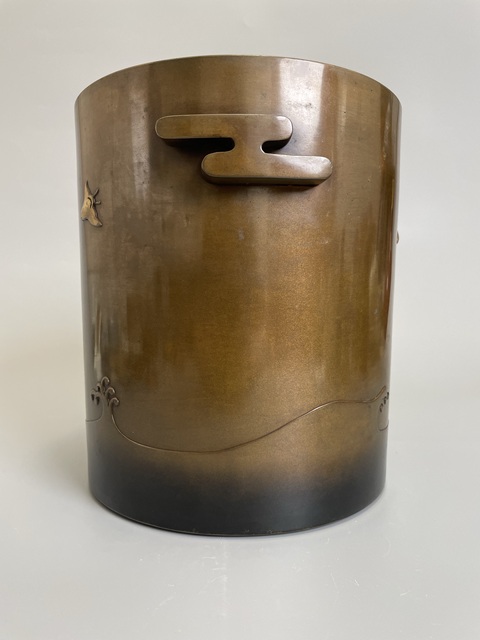 古玩銅器清晚期 浮雕小鳥(niǎo)滄海圖銅爐真品鑒賞圖