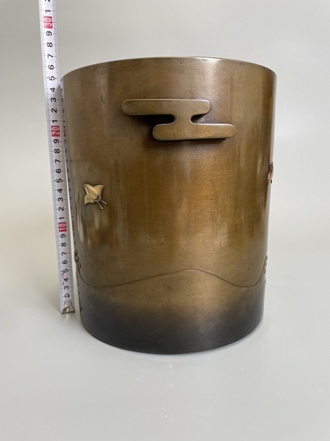 古玩銅器清晚期 浮雕小鳥(niǎo)滄海圖銅爐真品鑒賞圖