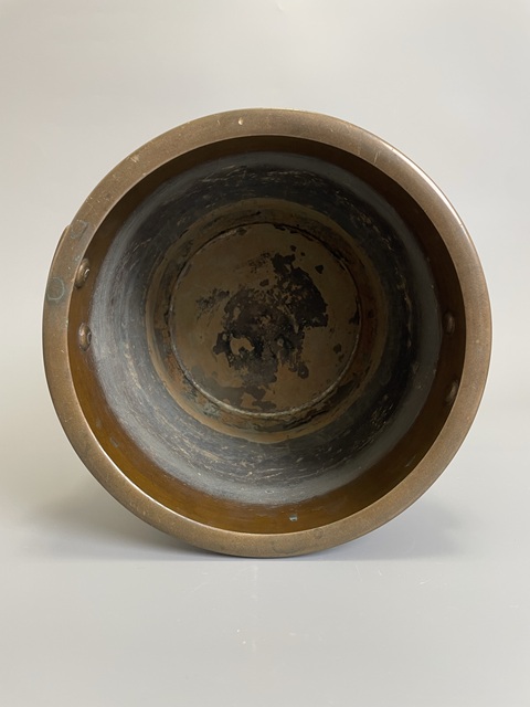 古玩銅器清晚期 浮雕小鳥(niǎo)滄海圖銅爐真品鑒賞圖