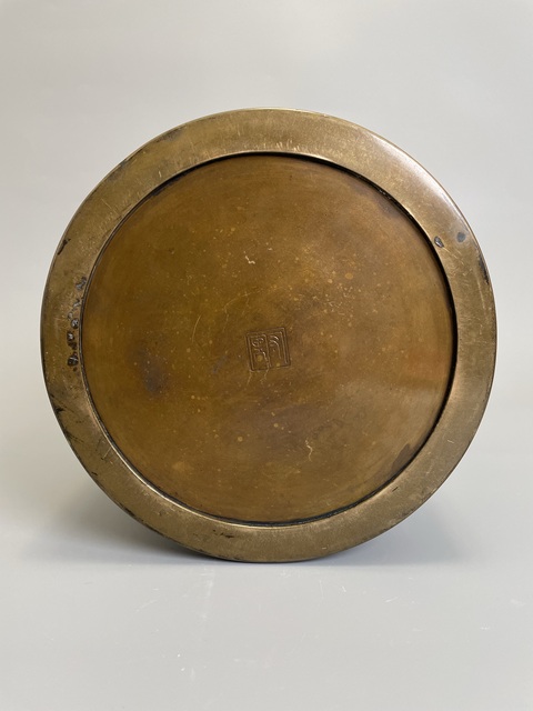 古玩銅器清晚期 浮雕小鳥(niǎo)滄海圖銅爐真品鑒賞圖