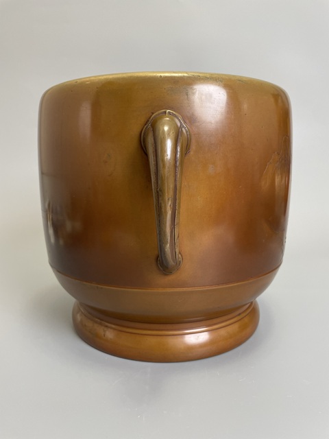 古玩銅器清中晚期 嵌銀山水亭臺樓閣紋雙象耳宣德銅爐真品鑒賞圖