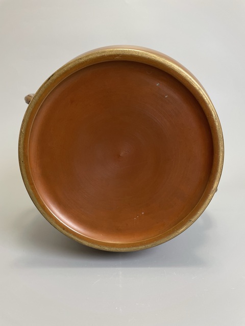 古玩銅器清中晚期 嵌銀山水亭臺樓閣紋雙象耳宣德銅爐真品鑒賞圖