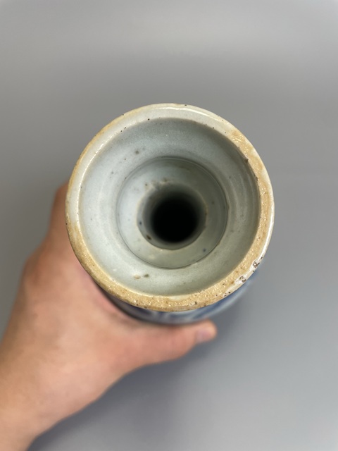 古玩陶瓷清乾隆 青花山水風景紋蒜頭瓶拍賣，當前價格1500元