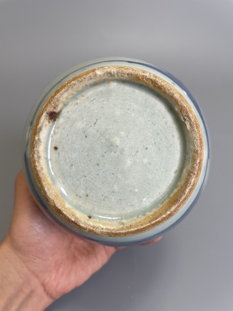 古玩陶瓷清乾隆 青花山水風景紋蒜頭瓶拍賣，當前價格1500元