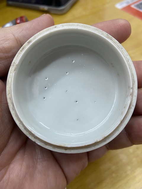 古玩陶瓷龍紋蝦藻紋青花蓋盒真品鑒賞圖