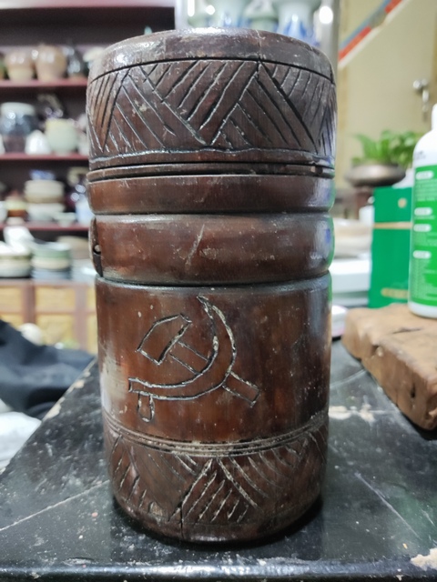 古玩雜項竹雕茶葉罐真品鑒賞圖