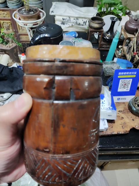 古玩雜項竹雕茶葉罐真品鑒賞圖
