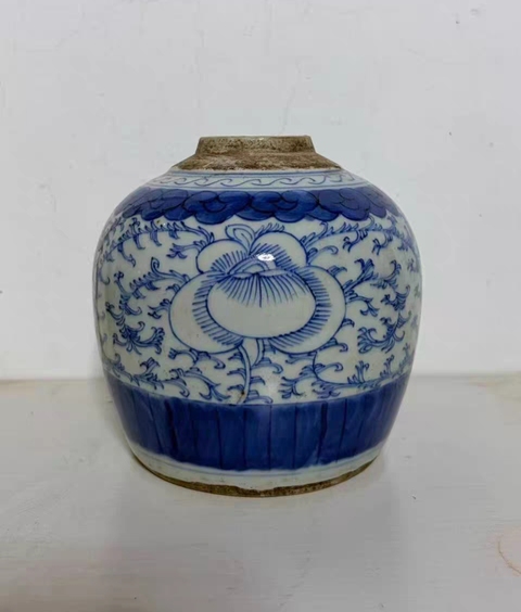 古玩陶瓷青花喜字罐真品鑒賞圖