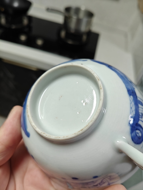 古玩陶瓷青花山水紋杯碟一套真品鑒賞圖