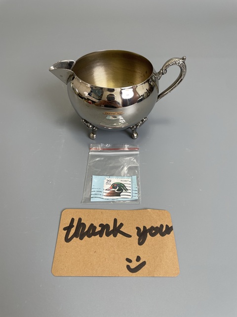 古玩雜項民國 美國精美浮雕鍍銀奶杯 真品鑒賞圖