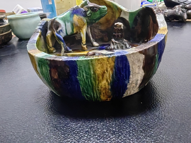 古玩雜項低溫窯陶泥三彩釉工藝造型瓷器真品鑒賞圖