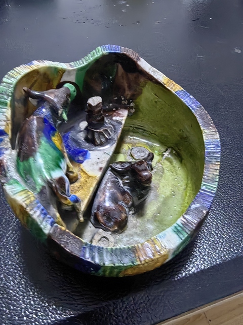 古玩雜項低溫窯陶泥三彩釉工藝造型瓷器真品鑒賞圖