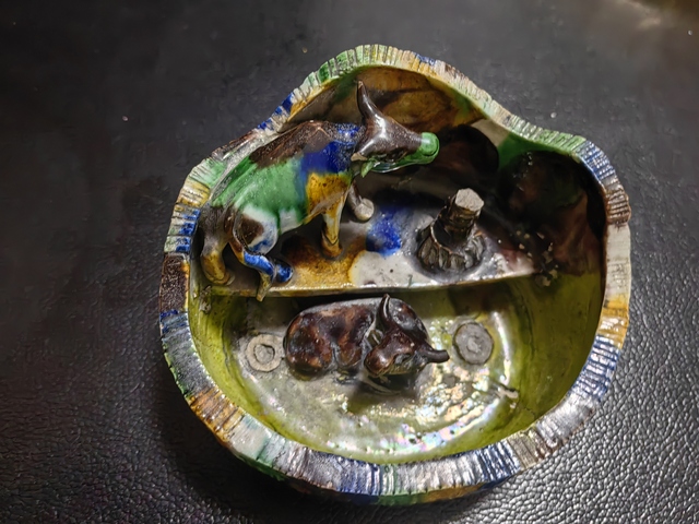 古玩雜項低溫窯陶泥三彩釉工藝造型瓷器真品鑒賞圖