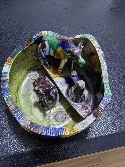 古玩雜項低溫窯陶泥三彩釉工藝造型瓷器真品鑒賞圖