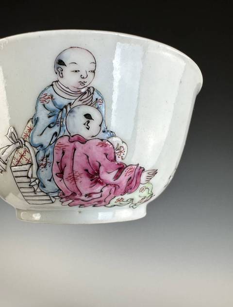 古玩陶瓷清雍正 廣彩琺瑯彩人物紋杯碟一組真品鑒賞圖