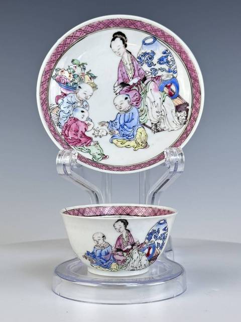 古玩陶瓷清雍正 廣彩琺瑯彩人物紋杯碟一組真品鑒賞圖