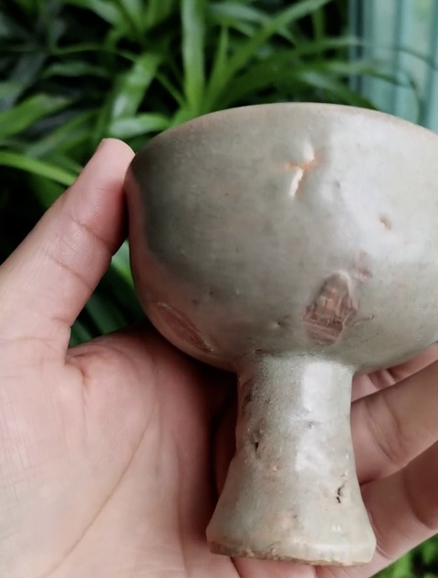 古玩陶瓷龍泉窯青釉高足杯真品鑒賞圖