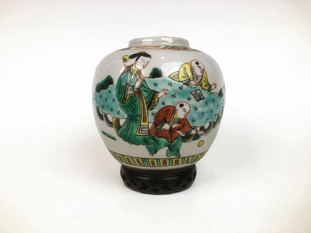 古玩陶瓷民國·五彩嬰戲罐拍賣，當前價格376元