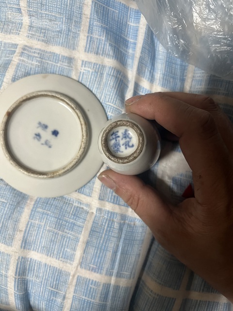 古玩陶瓷成化年制款白釉盤真品鑒賞圖