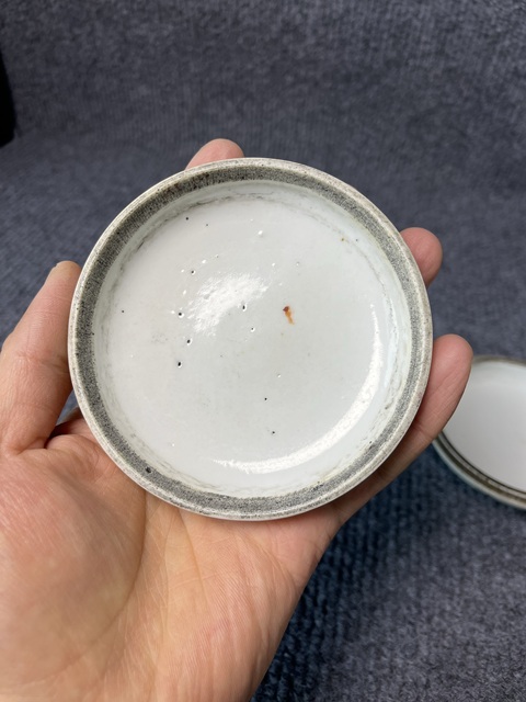 古玩陶瓷粉彩三娘教子紋印色盒真品鑒賞圖