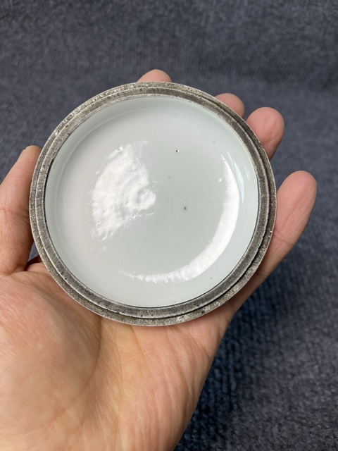 古玩陶瓷粉彩三娘教子紋印色盒真品鑒賞圖