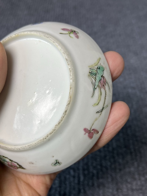 古玩陶瓷粉彩三娘教子紋印色盒真品鑒賞圖