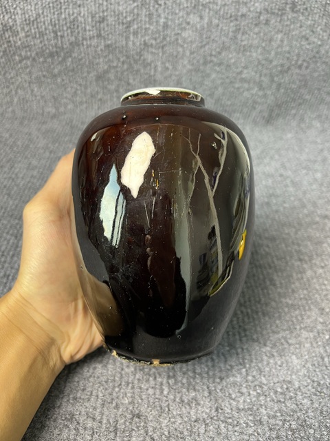 古玩陶瓷紫金釉蘿卜罐真品鑒賞圖