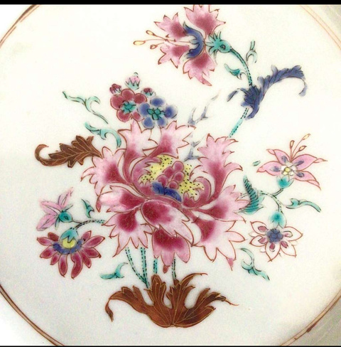 古玩陶瓷清雍正 粉彩花卉紋折沿盤真品鑒賞圖
