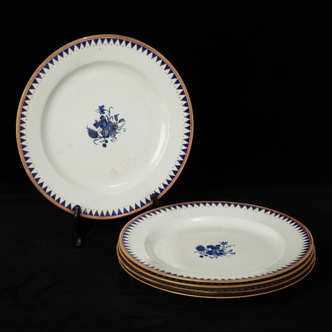 古玩陶瓷清乾隆 藍料彩折沿盤真品鑒賞圖