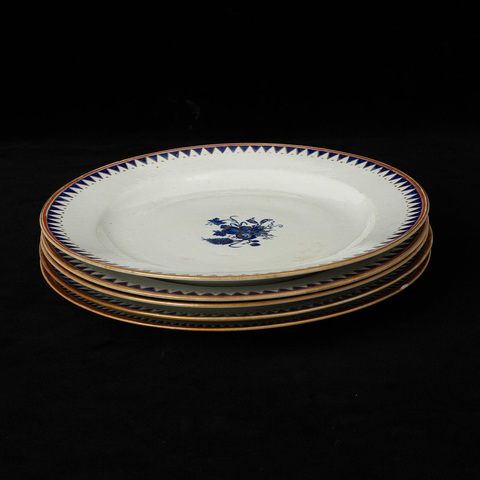 古玩陶瓷清乾隆 藍料彩折沿盤真品鑒賞圖