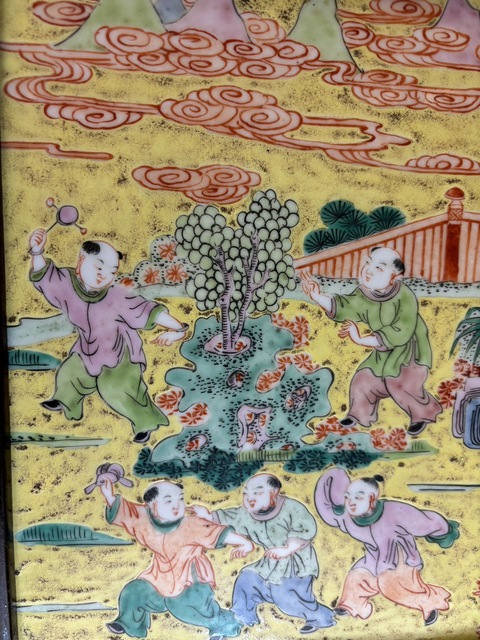 古玩陶瓷嬰戲紋瓷板畫真品鑒賞圖
