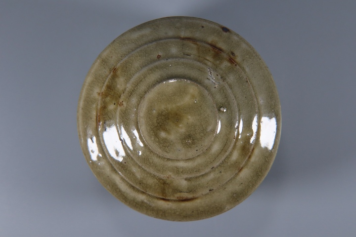 古玩陶瓷長沙窯青釉粉盒真品鑒賞圖