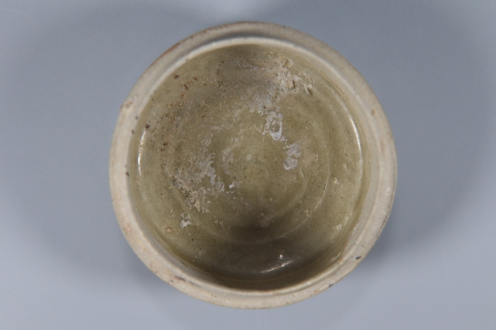古玩陶瓷長沙窯青釉粉盒真品鑒賞圖