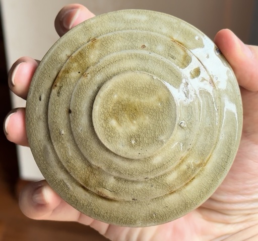 古玩陶瓷長沙窯青釉粉盒真品鑒賞圖