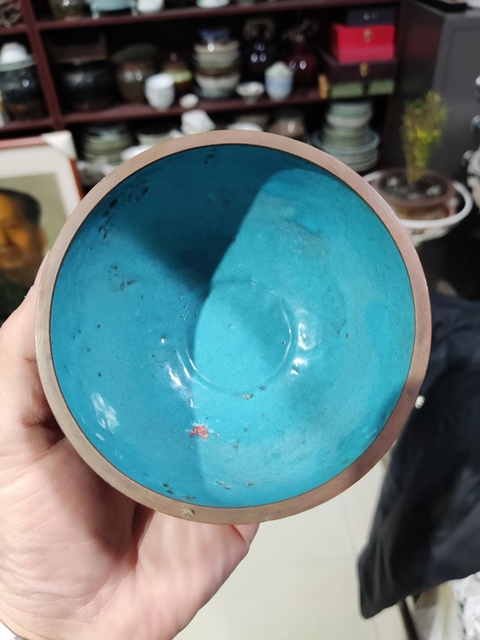 古玩陶瓷民國銅胎掐絲琺瑯彩花卉紋碗拍賣，當前價格1元