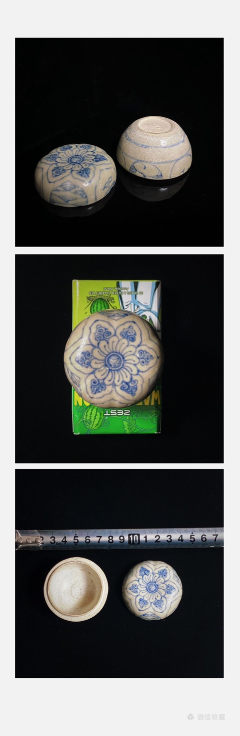 古玩陶瓷明中期萬歷天啟青花花卉紋粉盒拍賣,當前價格1150元