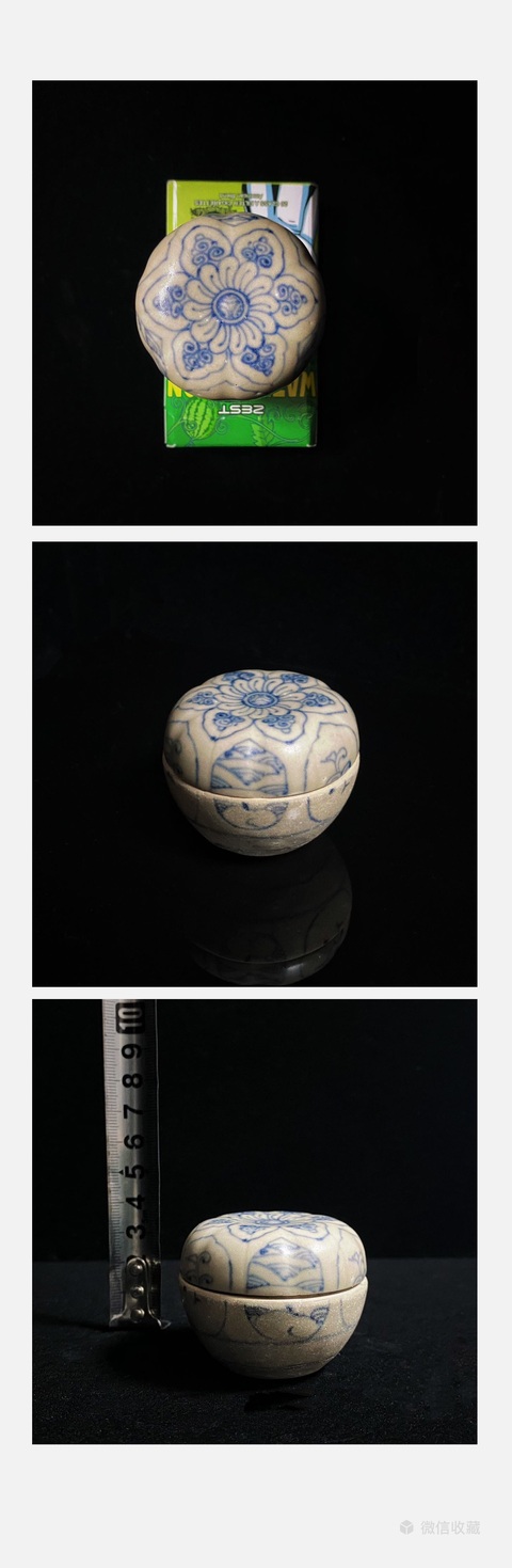古玩陶瓷明中期萬歷天啟青花花卉紋粉盒拍賣,當前價格1150元